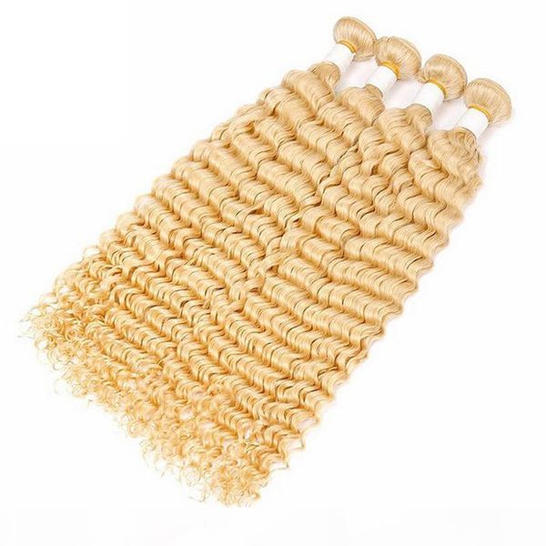 

613 blonde human hair bundles kinky curly brazilian hair bundle deep wave human remy hair weave, Black