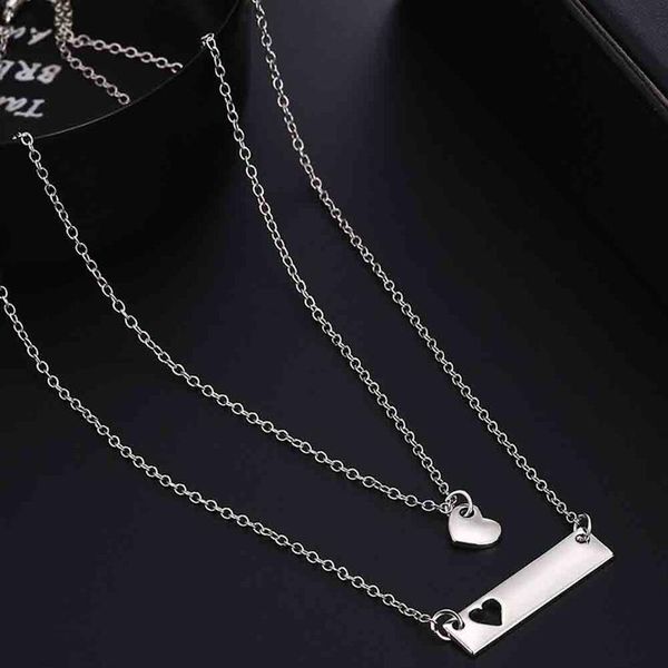 

mother daughter necklace heart chain pendant necklace mom jewelry gifts mother's day gift, Silver