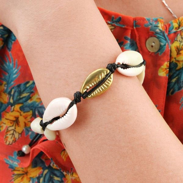 

charm bracelets toucheart natural seashell bracelet handmade knit shell bracelets&bangles for women jewelry sbr190091, Golden;silver