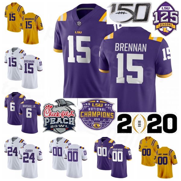 

ncaa lsu tigers college football 15 myles brennan jersey 24 chris curry 3 tyrion davis-price 6 terrace marshall jr 83 jaray jenkins custom, Black