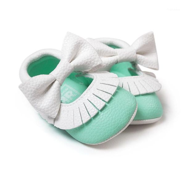 

2020 toddler newborn baby crib shoes bow pink mint green princess baby soft sole anti-slip prewalker for girls first walk1