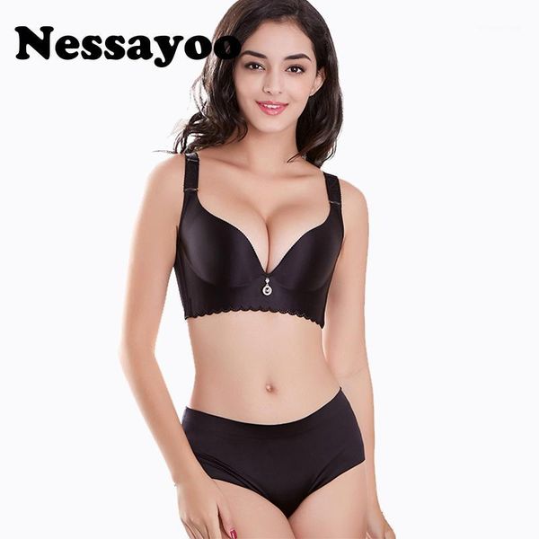 

bras sets bra set adjustment seamless brief plus size big cup c d e lingerie push up and panty women underwear1, Red;black