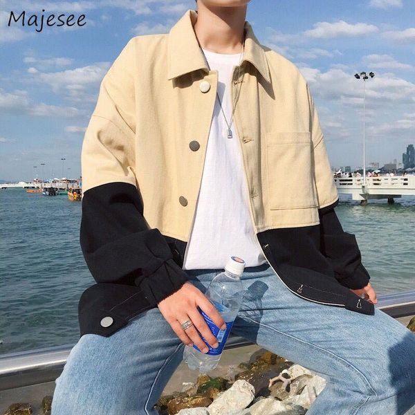 

jackets men printed harajuku simple large size coats streetwear loose mens leisure single breasted clothes jacket korean style, Black;brown