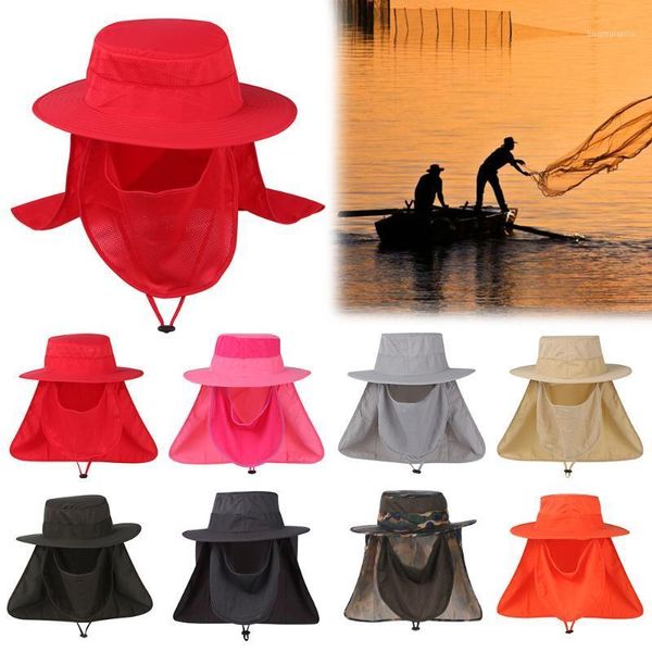 

fashion men women hiking fishing hat sun protection neck face flap cap wide brim outdoor sport cycling accessories1, Black;white