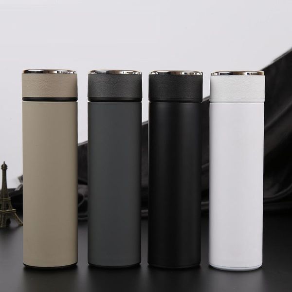

new style leather straight-body vacuum flask, portable double-layer vacuum thermal insulation sports thermal water bottle