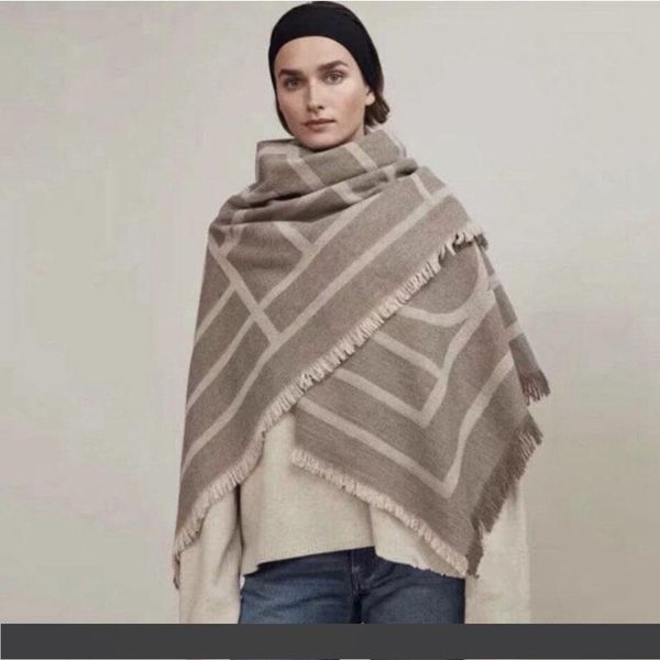 

women scarf designer scarves autumn winter nordic style tot como classic series geometric scarf wool cashmere shawl same paragraph warm, Blue;gray