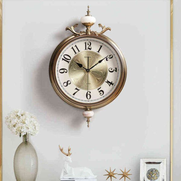 Relógio de parede do vintage de luxo Nordic Digital Silencioso Europeu Quartz Relógio de Parede Antiga sala de estar Reloj de Pared Home Decor ZP50WC H1230