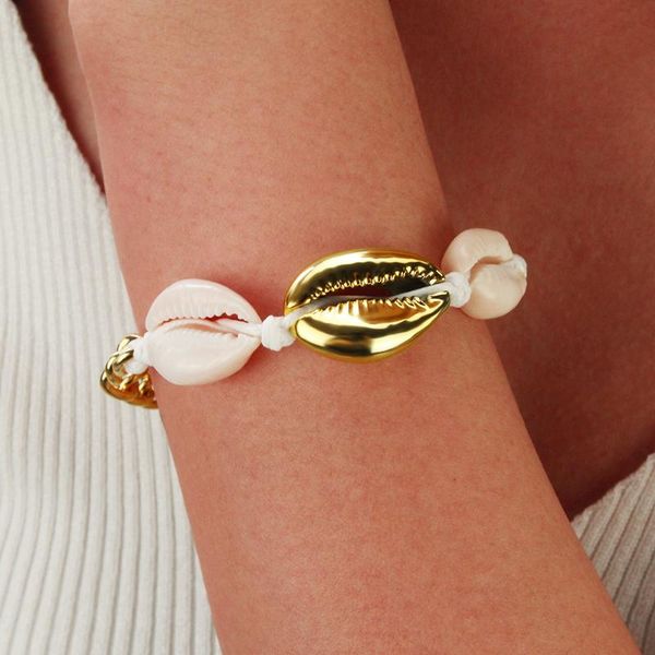 

vintage boho shell bracelets golden chains bracelets for women 2020 fashion beach metal accessories sales gift wedding jewelry, Black