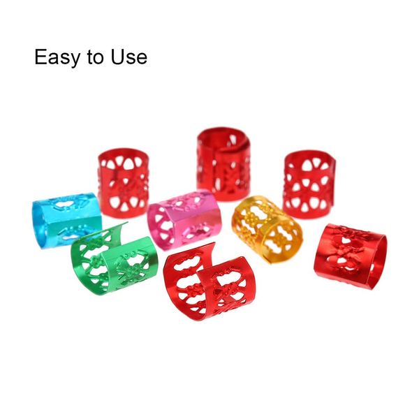 

100pcs dreadlocks hair accessories hair rings cuffs metal hair braiding beads aluminum jewelry decoration hoops for braids random