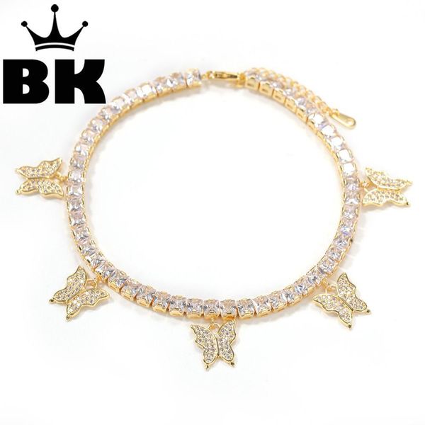 

hip hop copper micro pave cz tennis bracelet add small butterfly 9inch adjustable ankle punk miami bracelet accept custom color 200928, Black