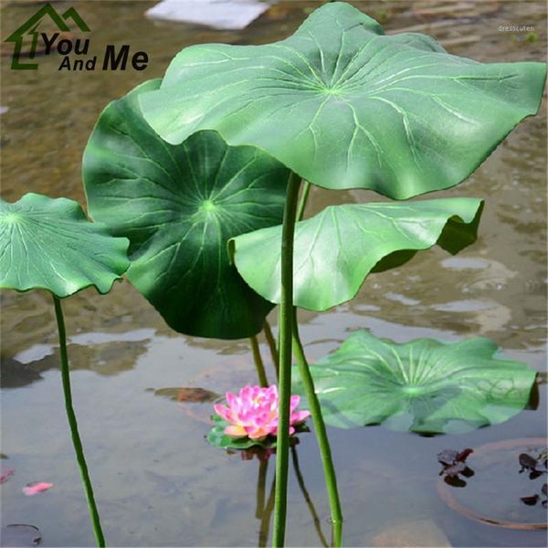 

1pc 17/28cm artificial lotus leaf with long stem floating pool decorative aquarium fish pond scenery garden decoration1