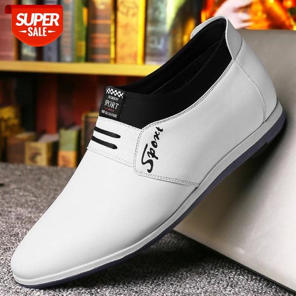 

spring summer new men's shoes fashion casual leather shoes slip-on invisible heightening men loafers zapatos de hombre #zu3z