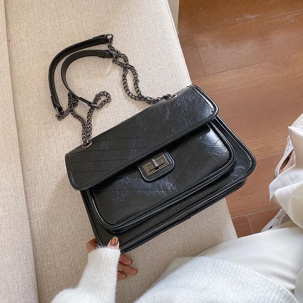 

vinatge chains women shoulder bags designer handbags luxury pu leather crossbody messenger bag lady big flap female purses 2020