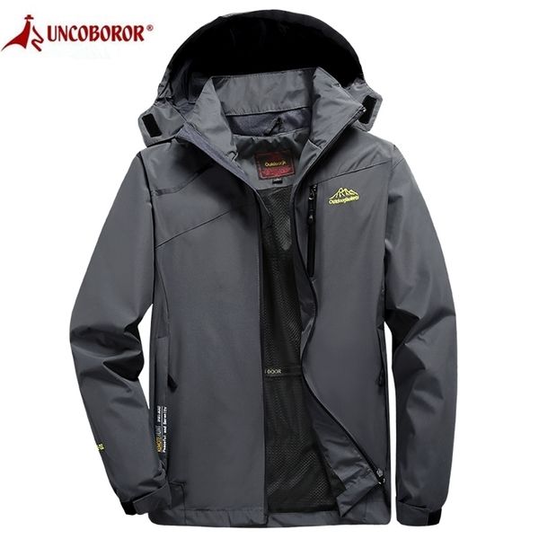 

5xl men's jackets waterproof spring autumn casual hooded coat outerwear breathable windbreaker military jacket mountain raincoat 201103, Black;brown