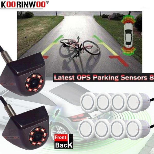 

koorinwoo parktronic sensors ops system car front radar parking sensor 8 alarm jalousie with parking camera back lights 18.5mm =1