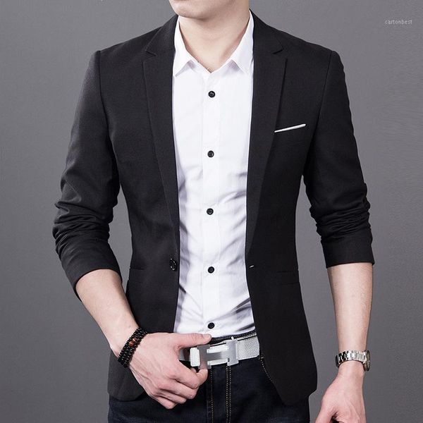 

men's suits & blazers univos kuni2021 blazer autumn winter fashion korean slim leisure jacket thin single coats china size s-m o1061, White;black