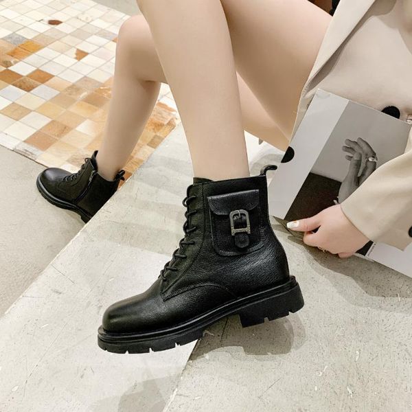 

2021autumn winter new riding boots chunky heel middle tube knight boots large size fashion all-match flat ankle, Black