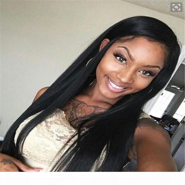 

silky straight silk full lace wigs human hair brazilian silk base full lace wig glueless straight silk wigs dhl shipping, Black;brown