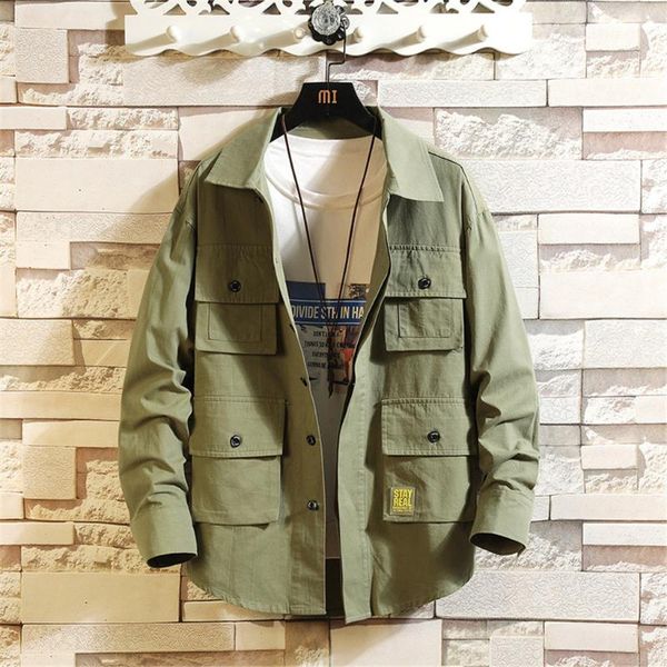 

men's jackets hooded jacket men hip hop zipper coat nice autumn winter loose style cargo mens pockets coats male harajuku 4xl big size, Black;brown