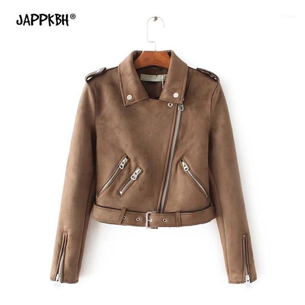 

faux suede pu leather jacket women 2020 autumn winter zipper motorcycle short coat female casual long sleeve vintage clothing1, Black;brown