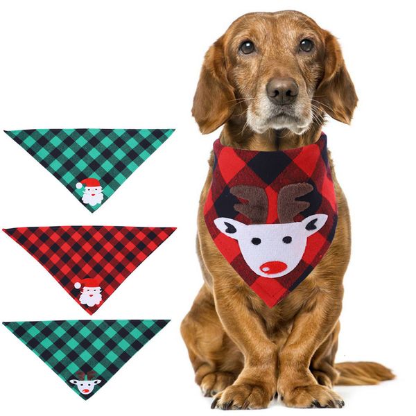 

christmas dog bandana elk printed washable decoration scarf handkerchiefs bibs saliva towel pet collar napkin wholesale