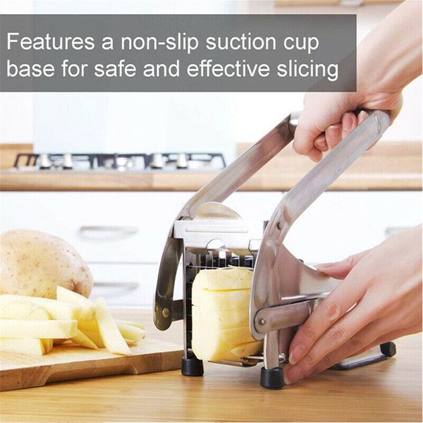 

french fry cutter potato vegetable slicer chopper dicer w/2blade stainless steel