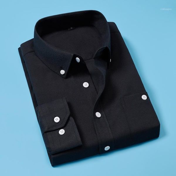 

5xl long sleeve formal solid men shirt turn-down collar male business dress fashion shirts camisas masculina1, White;black