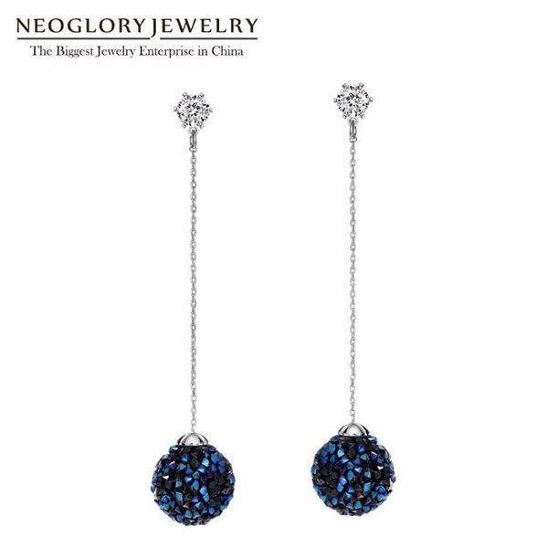 

dangle & chandelier neoglory blue czech rhinestone earrings ball long for women 2021 brand gift, Silver
