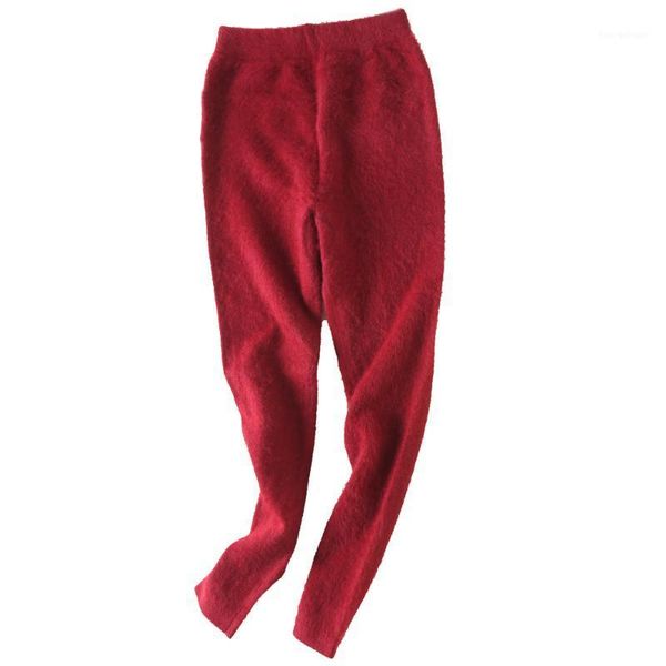 

women's pants & capris 100% natural real mink cashmere women keep warm winter thick pure pant wsr8351, Black;white
