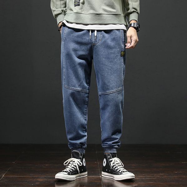 

autumn and winter 2020 jeans men's fashion tooling loose legged casual long pants youth versatile trend, Blue