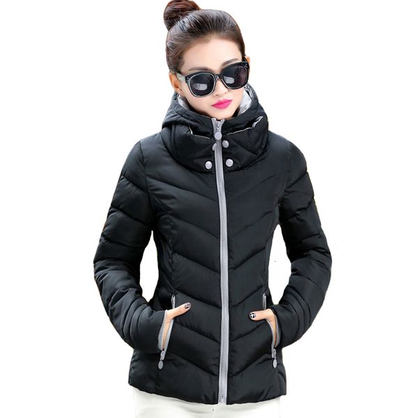 

2019 hooded fashion big size 3xl women winter solid stand collar womens basic autumn jacket female coat jaqueta feminina
