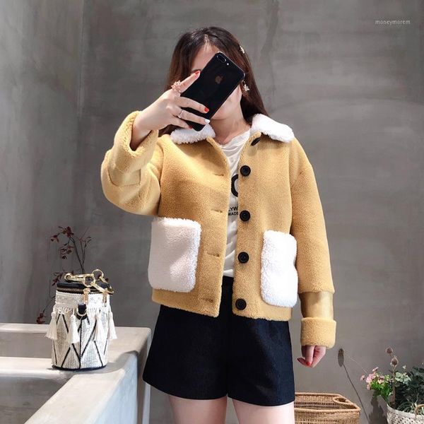 

women's fur & faux the velvet coat female sheep compound short wool, Black