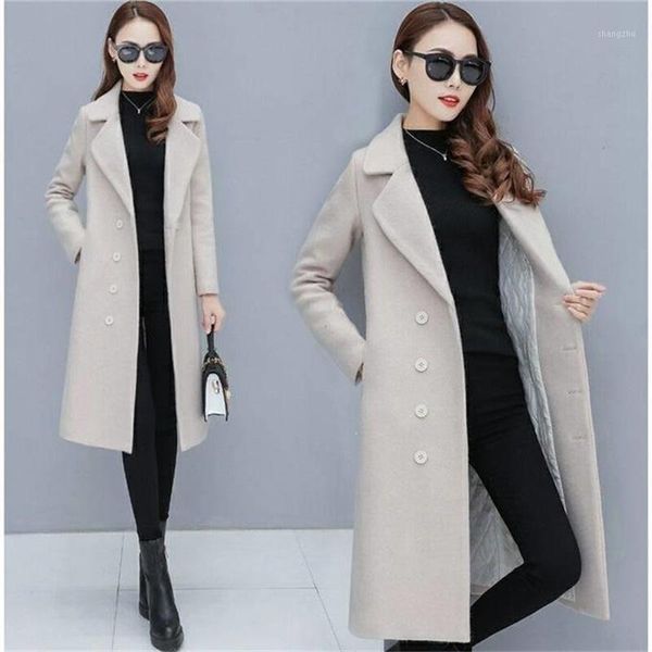 

fashion women's woolen coat women's long section new winter wear thick woolen coat professional slim fit wild ms1, Black