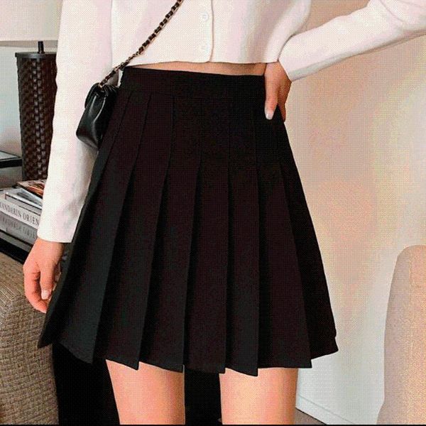

women high waist pleated skirt sweet cute girls dance mini skirt cosplay black white fashion female mini skirts short1