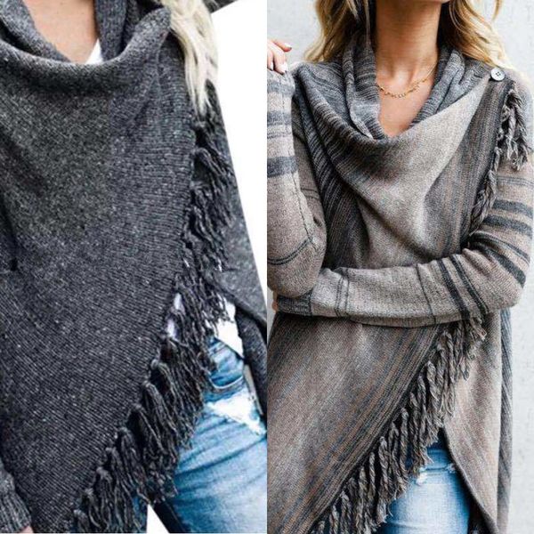 

autumn winter women's medium length slim fashionable tassel striped autumn and winter women's medium length sweater sweaterslim an, White;black