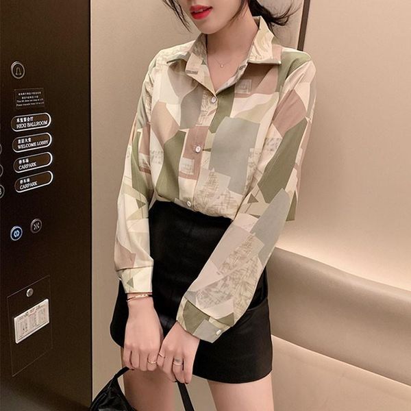 

harajuku women blouse and printed vintage korean long sleeve casual blusas hawaiian beach female lady shirts, White