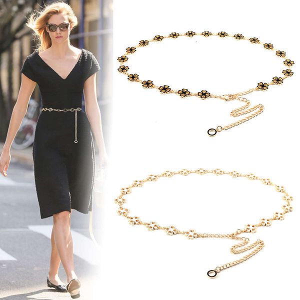 

dress decorative waist women's korean thin simple 100 with skirt chain belt fashion, Black;brown