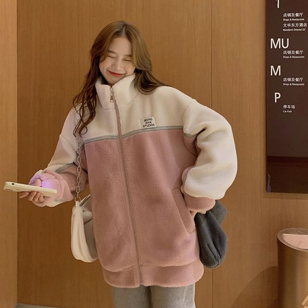 

2021 new plus velvet cumbersome female coat fall and winter joker loose little h1yn, Black;brown