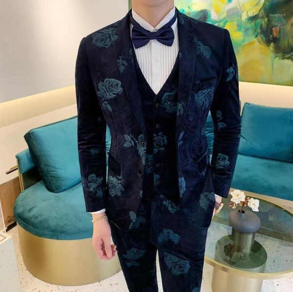 

yushu ( jacket + vest + pants ) custom made velvet suit british style mens suit slim fit blazer wedding 3pcs1, White;black