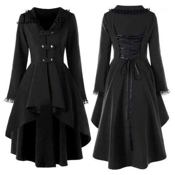 

women new fashion gothic vintage mid-long trench coat women black slim belt cloak windbreaker female1, Tan;black