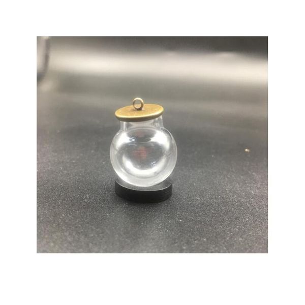 

10set empty 20*12mm hollow glass globe with setting base beads cap set orb wishing vials pendant glass bottle jewelry jllewg, Black