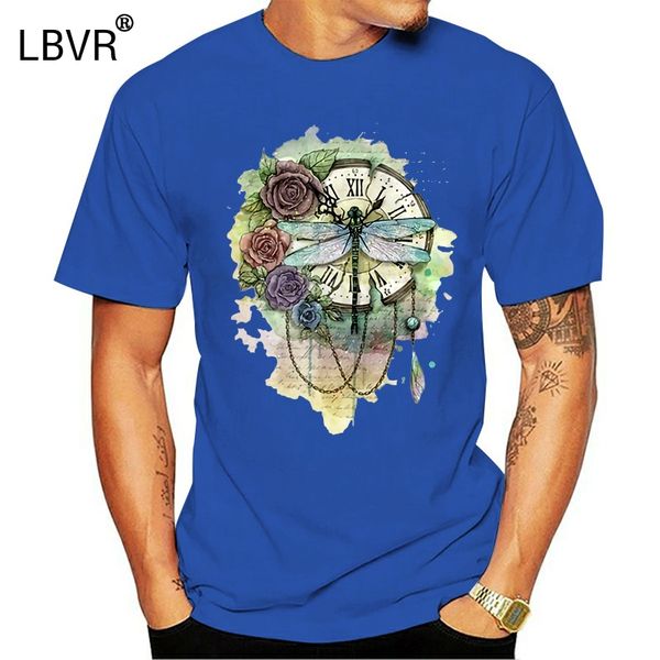 

fashion time flies retro design men short sleeve casual vintage dragonfly on clock male funny cool tee hoodie designers t shirts sweatshirt