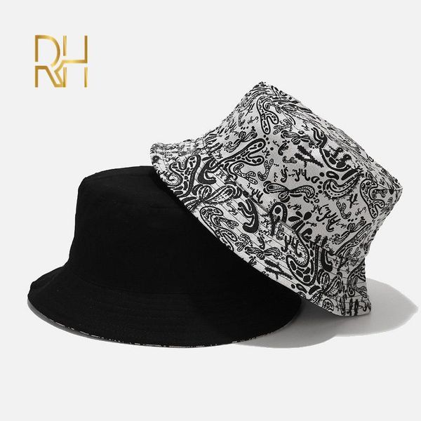 

double-side harajuku bucket hat fishing outdoor cap women bucket fishing hats sunscreen floral embroidery fisherman hat, Blue;gray