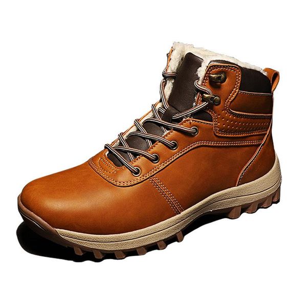 

boots non-slip winter shoes ankle men platform warm waterproof snow chaussure homme, Black