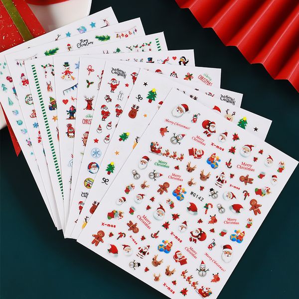 

newadhesive nail red art 3d дерево снежинки stickers 1pc рождество diy пользовательских табличка фольга обертывание снеговик украшение