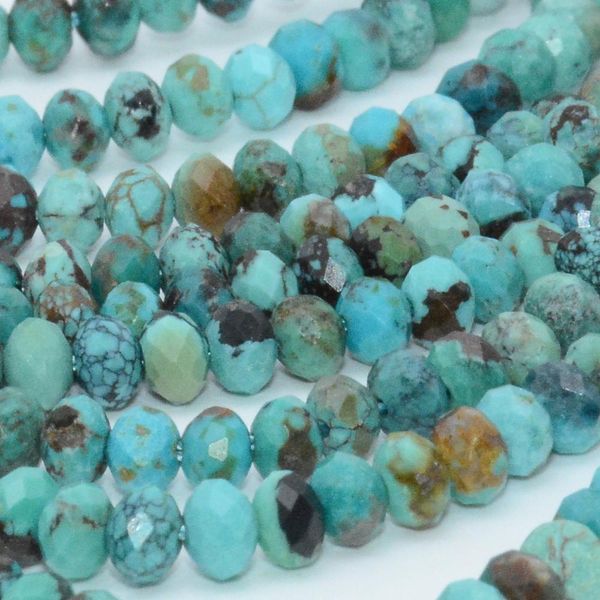 

natural hubei turquoise faceted rondelle beads 3x4mm q1219, Bronze;silver