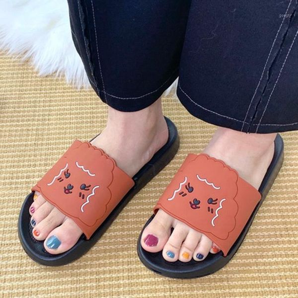 

slippers 2021 fashion trend cute pattern set toe flip flops plus size home beach shoes zapatos de mujer #31, Black