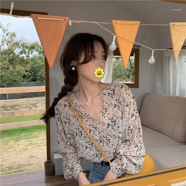 

2020 blouse women casual shirts blouses female loose floral print blouses summer fall casual ladies vintage 1, White