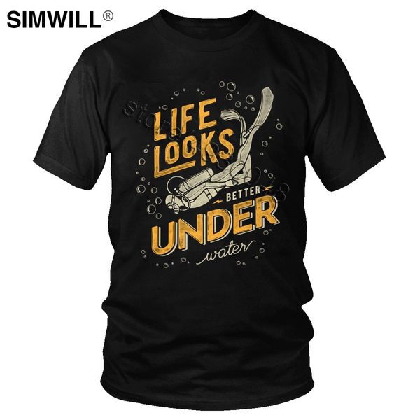 

male vintage scuba diving fashion life looks better under water dive short sleeve pure leisure tee gift hooded sweatshirt hoodie men t shirt