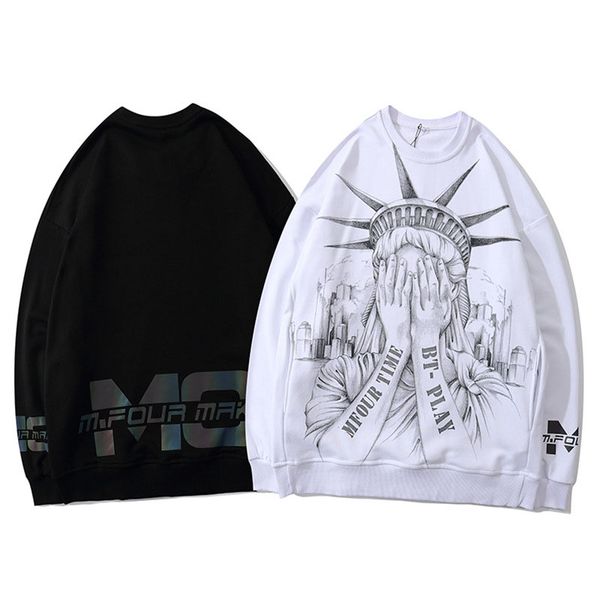 

fashion women hoodies 2020 autumen winter street elements men hoodie casual pullover couple black white2 style available size s-xl